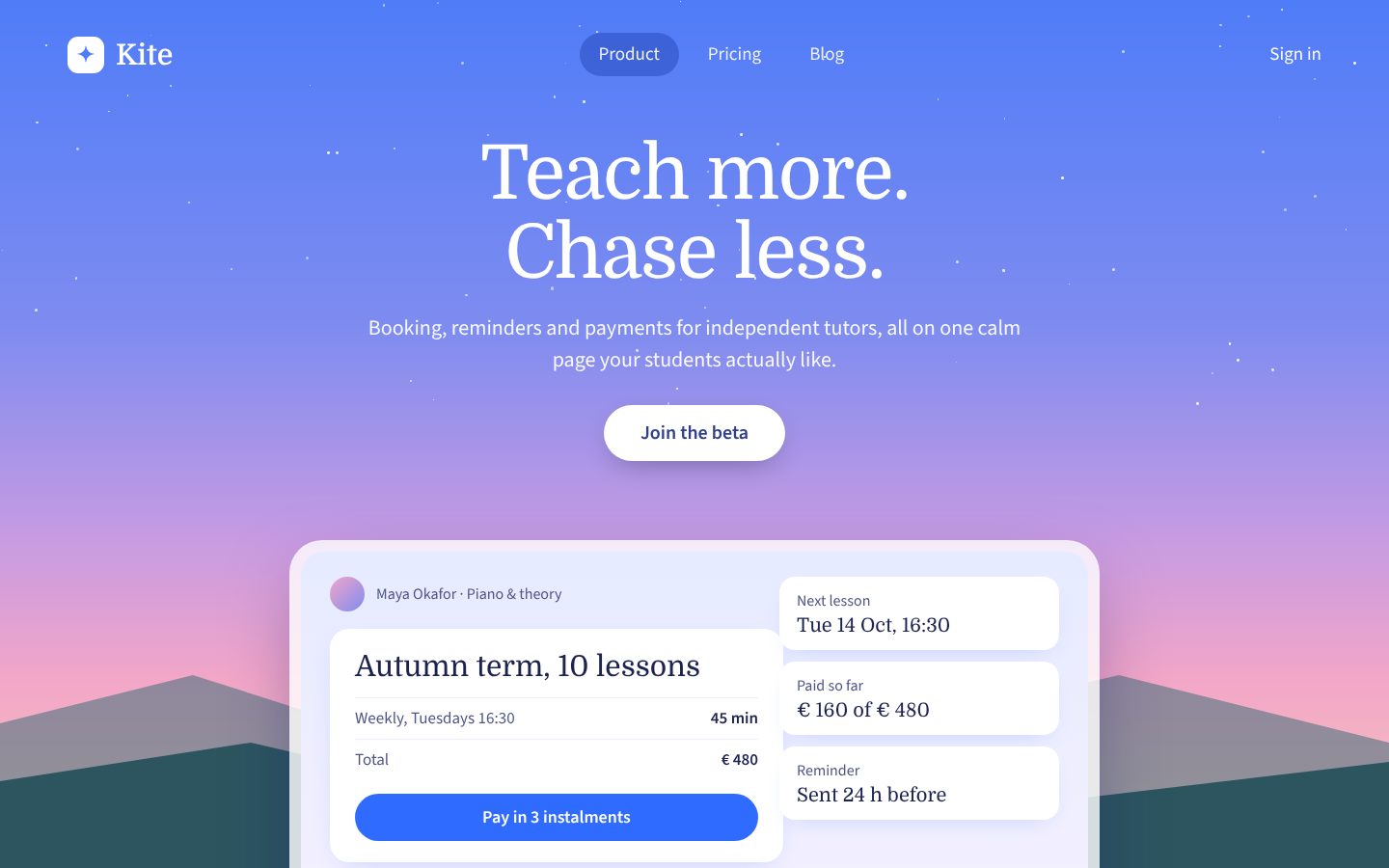 Tutoring app, example