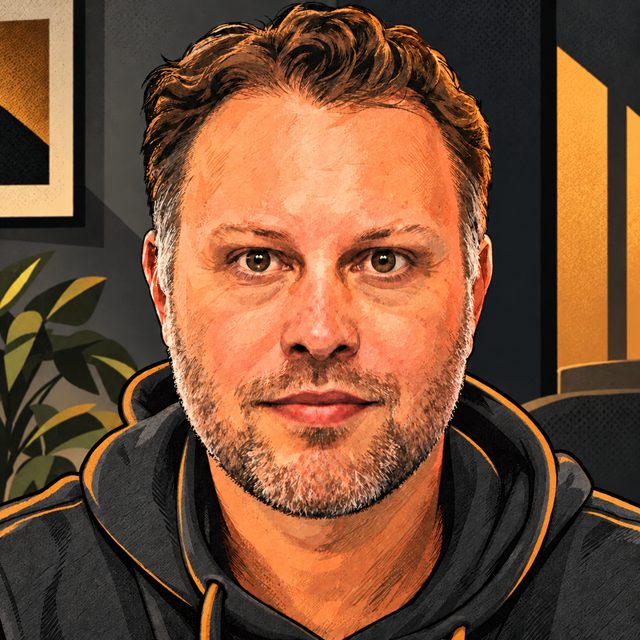 Photo: an illustrated portrait of Ivo.
